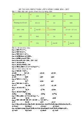 Đề và đáp án thi Violympic Toán lớp 3 vòng 5 - Năm 2016-2017